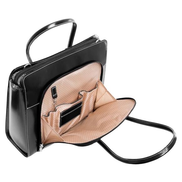 Mcklein Lake Forest Ladies Leather Laptop Brief Case Removable - Black bag - Picture 6 of 15